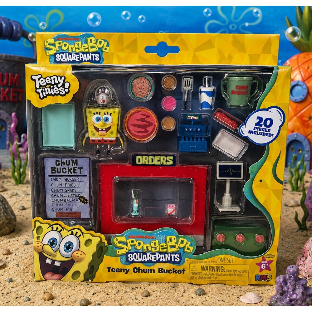 RMS SpongeBob SquarePants Teeny Tinnies Chum Bucket Playset 20pc NIB Multicolor